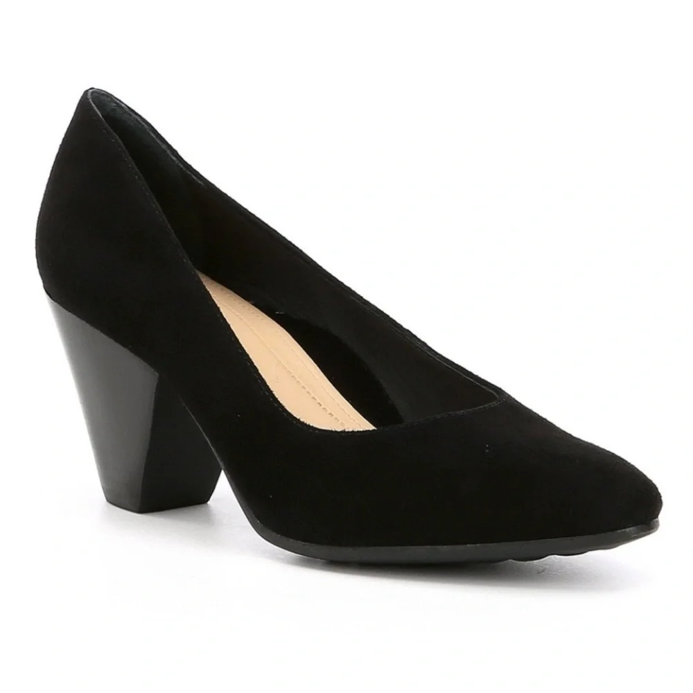 Nurture Adonia Black Suede Shoes Comfort Heels Pumps 10